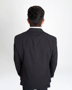 Saco azul marino semi slim, de espalda